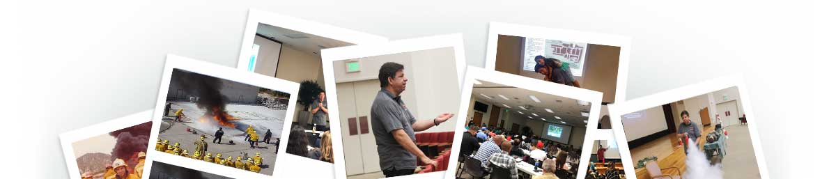 Collage of hospital fire safety classes taught by Armando Nunez